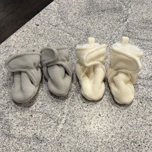 Cozy Gray and Cream Baby Booties
